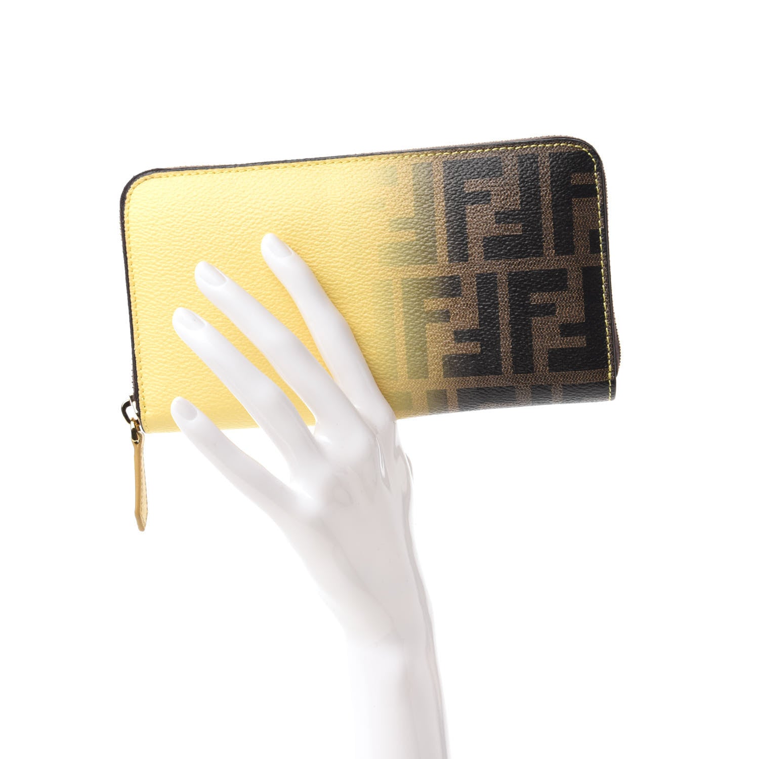 Fendi Zucca Spalmati Ombre Zip Around Wallet Tobacco Cedro 2 of 9