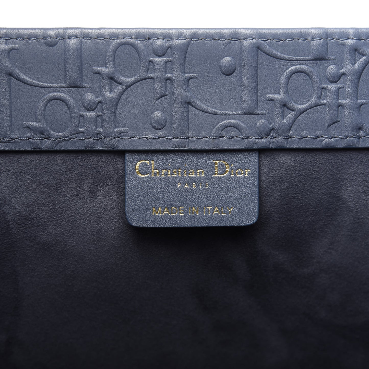Oblique Calfskin Embossed Book Tote Denim Blue