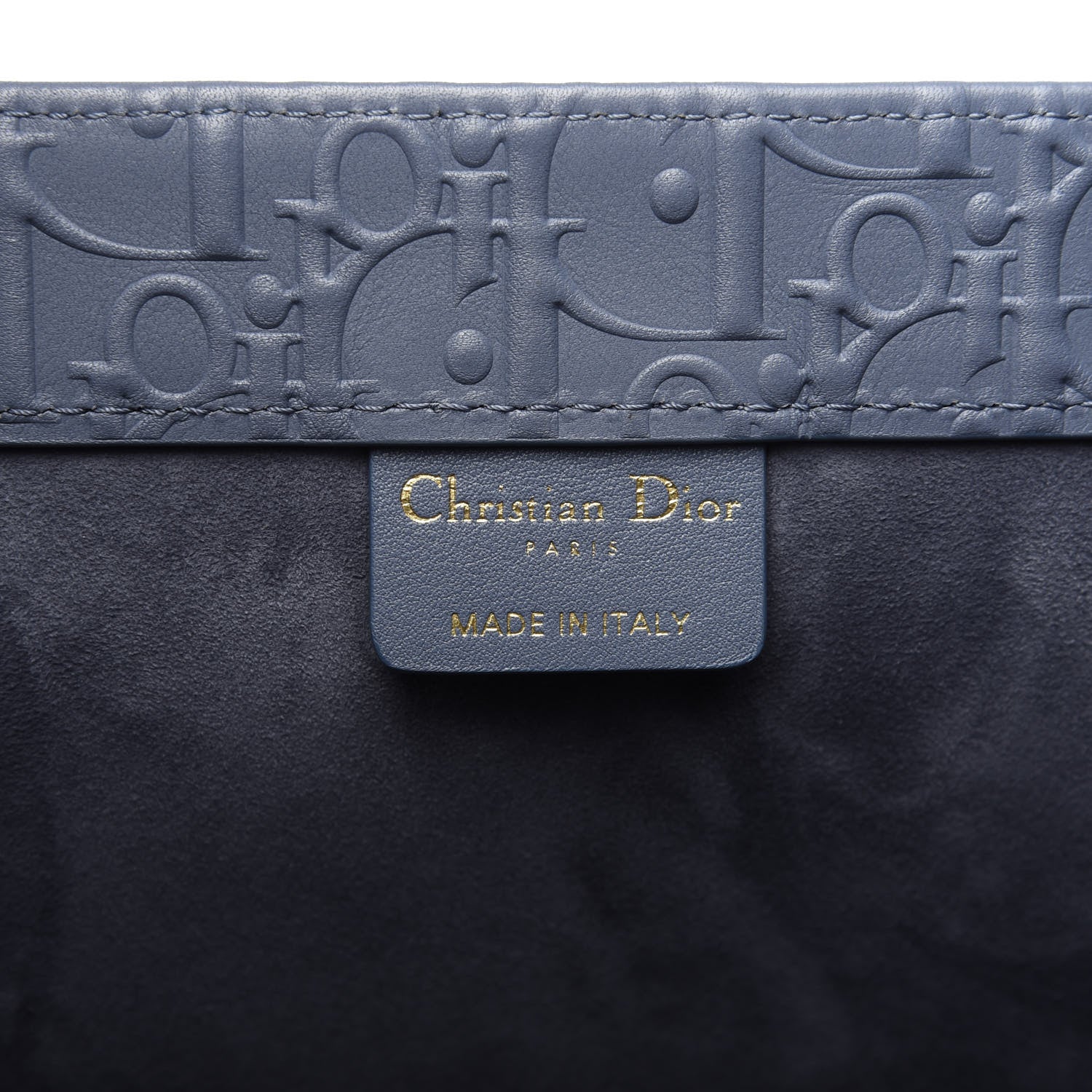 Christian Dior Oblique Calfskin Embossed Book Tote Denim Blue 8 of 10