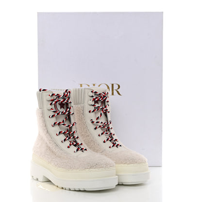Christian Dior Calfskin Shearling Hike Ankle Boots 37.5 White 9 of 9