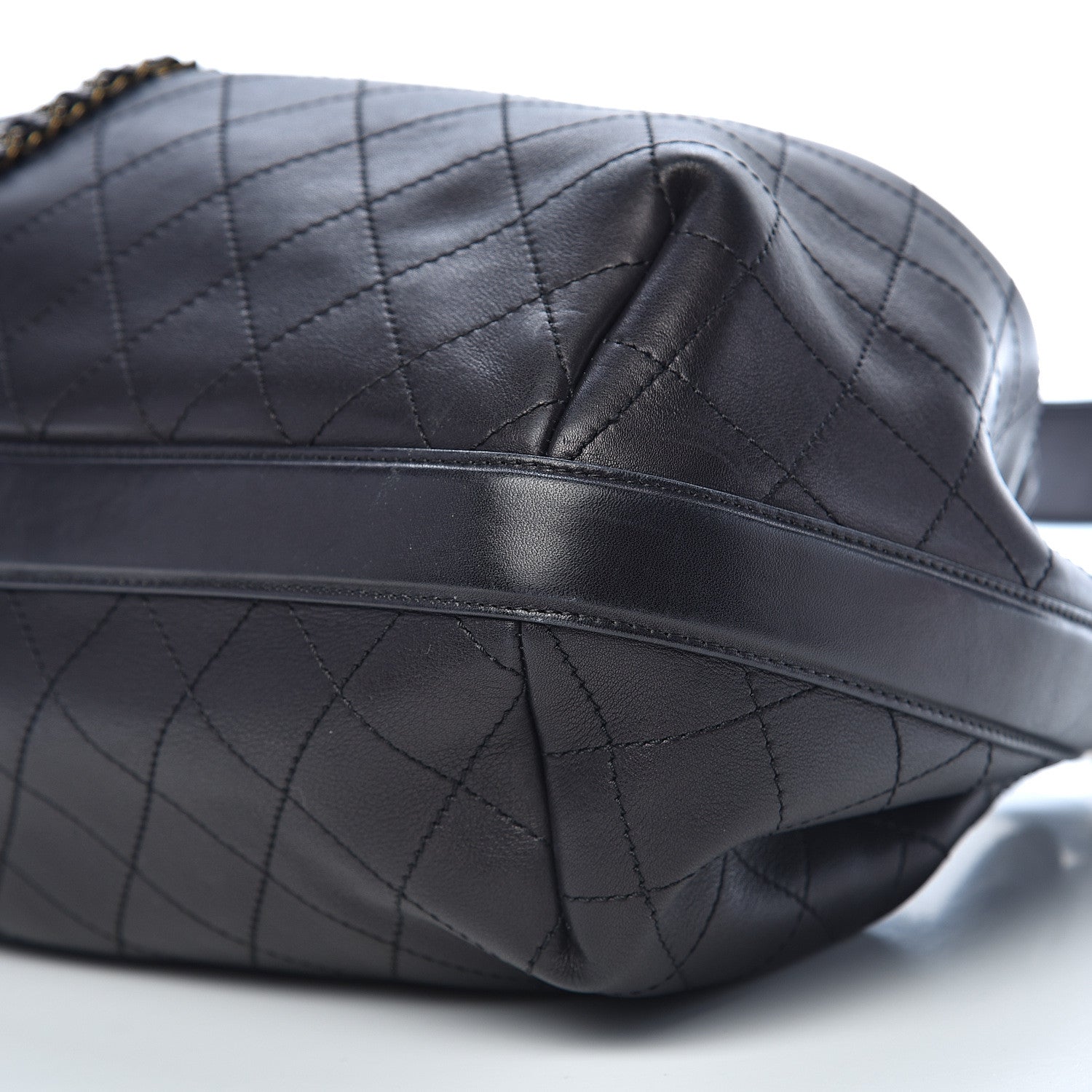 Chanel Calfskin Stitched Medium Drawstring CC Bag Black 8 of 9