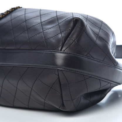 Chanel Calfskin Stitched Medium Drawstring CC Bag Black 8 of 9
