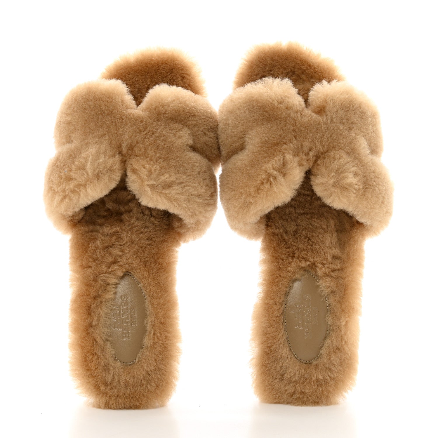 Hermes Woolskin Oran Sandals 37 Beige Argile 2 of 9