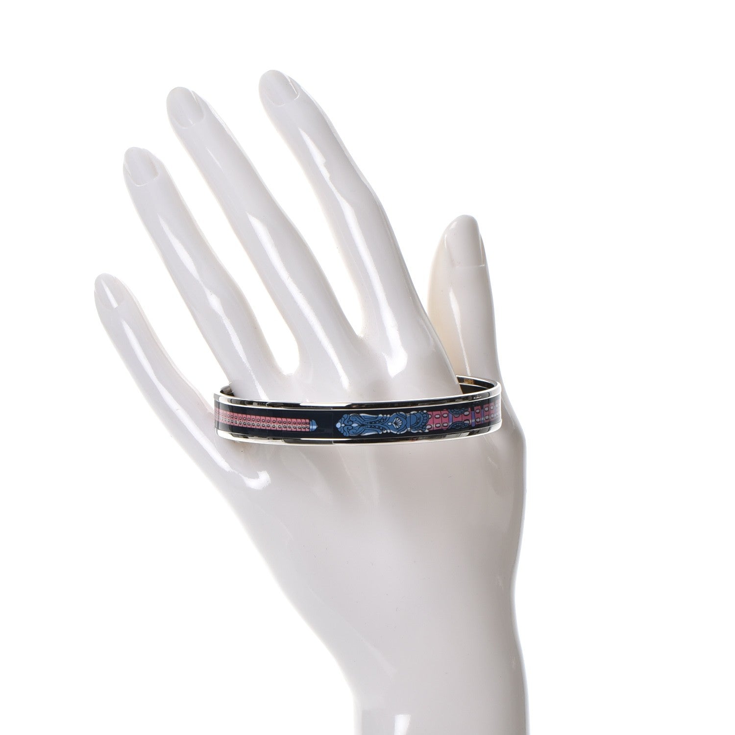 Hermes Enamel Printed Narrow Les Cannes Bracelet 70 Arts and Crafts 2 of 8