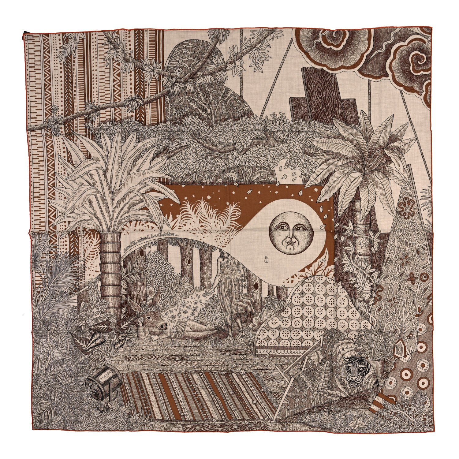 Hermes Cashmere Silk Acte III Scene I La Clairiere Shawl 140 Naturel 1 of 3