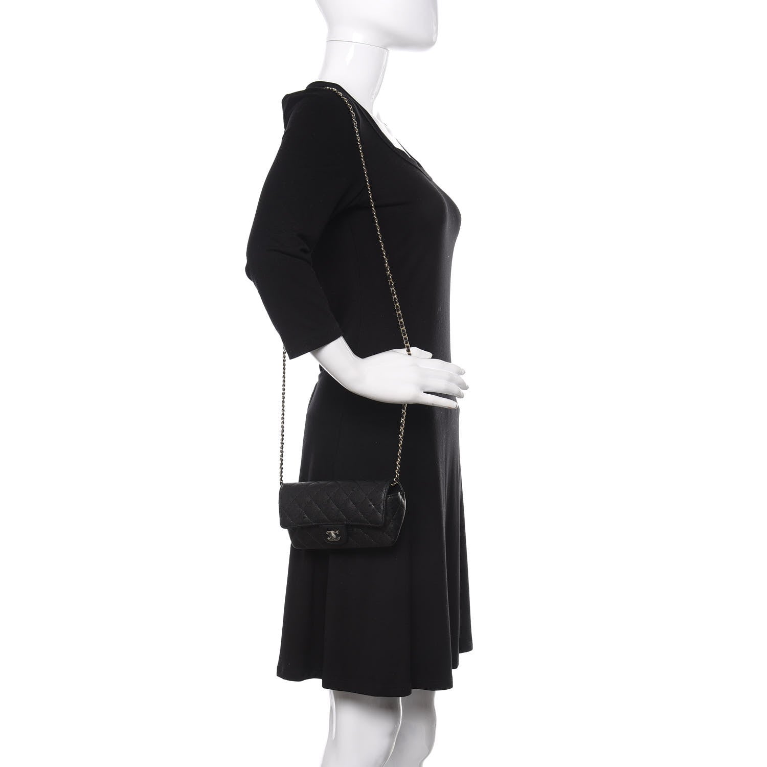 Chanel Caviar Quilted Glasses Case With Chain Black 2 of 12