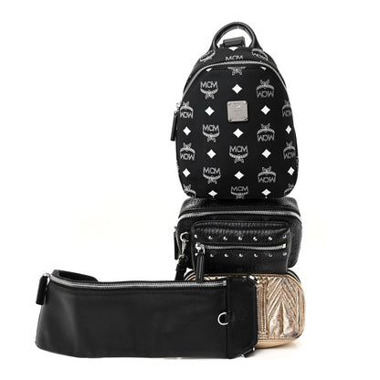 MCM Visetos Trey 4-in-1 Sling Backpack Black Gold 3 of 16