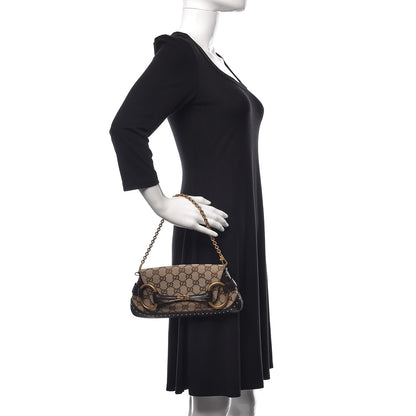 Gucci Monogram Studded Horsebit Clutch Dark Brown 2 of 16