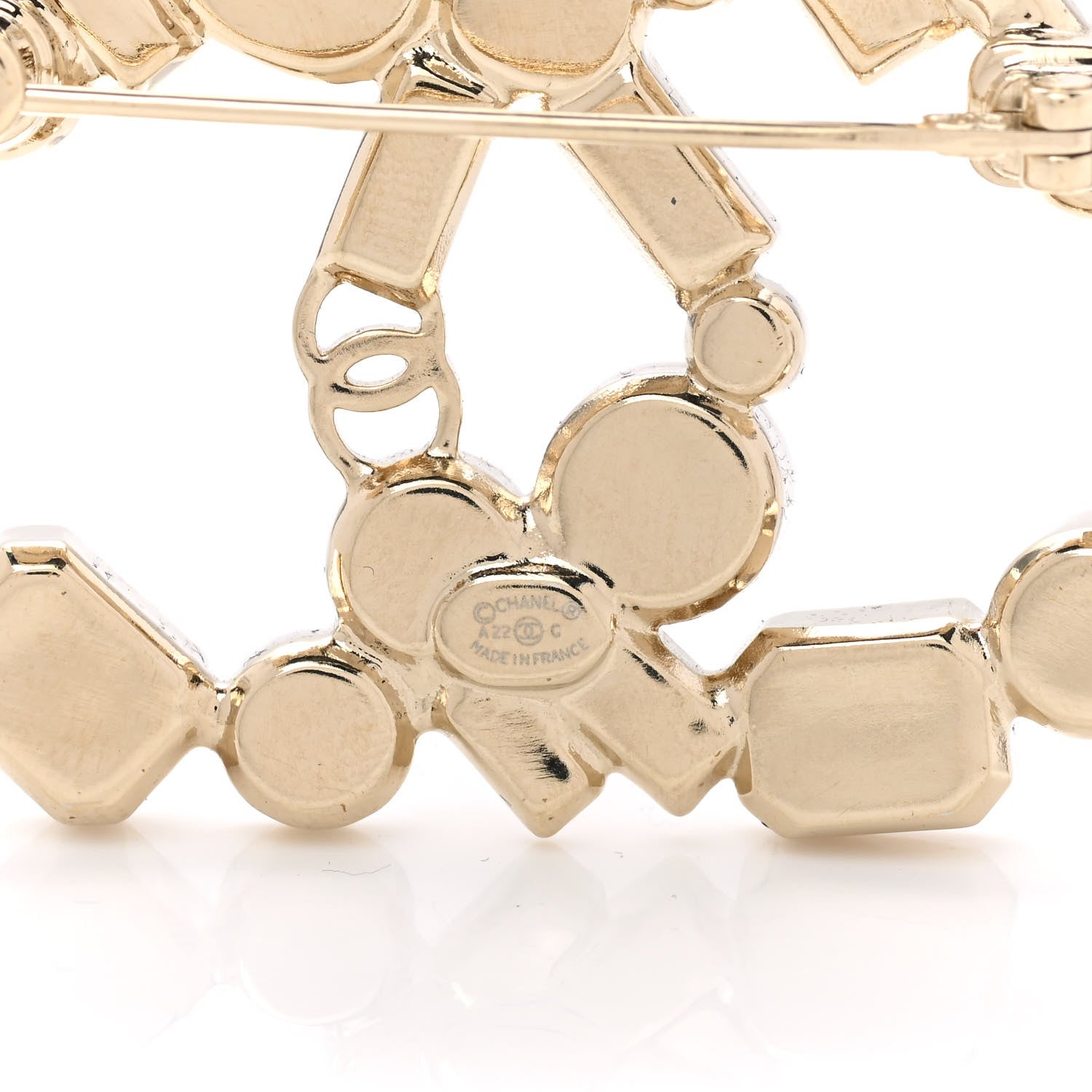 Chanel Crystal Baguette Pearl CC Brooch Gold 4 of 5