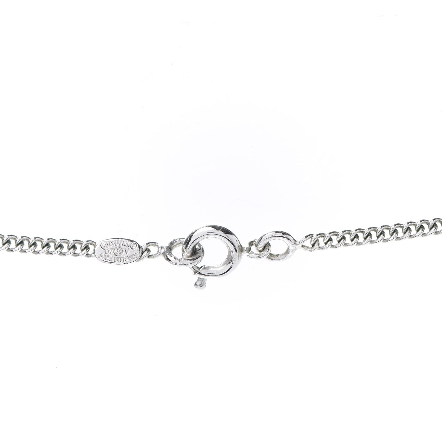 Chanel Crystal CC Necklace Silver 5 of 6