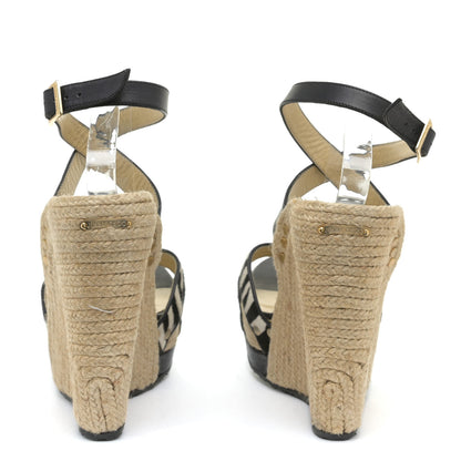 Jimmy Choo Pony Hair Zebra Print Papahi Espadrille Wedges 41 Black White 5 of 16