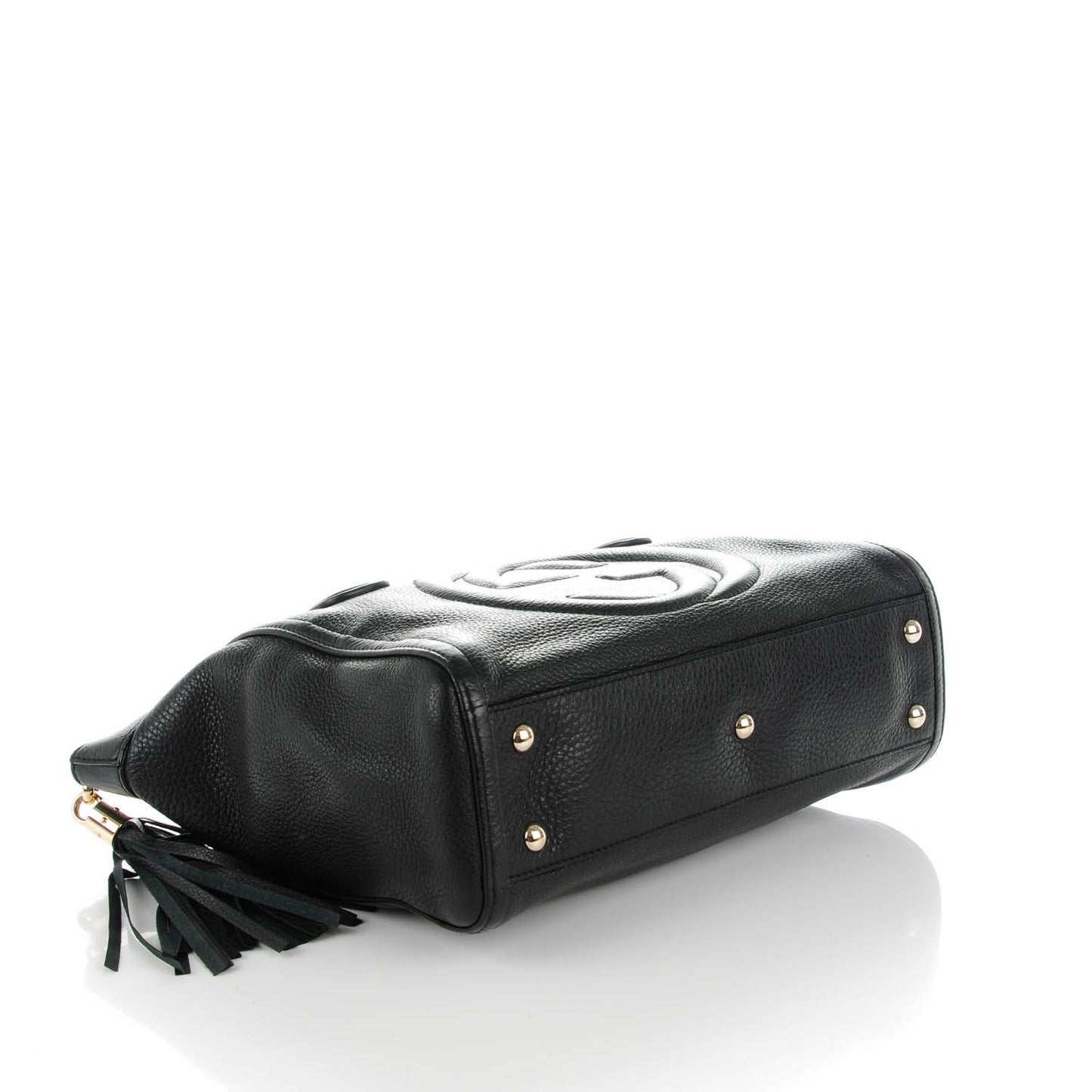Pebbled Calfskin Small Soho Top Handle Bag Black