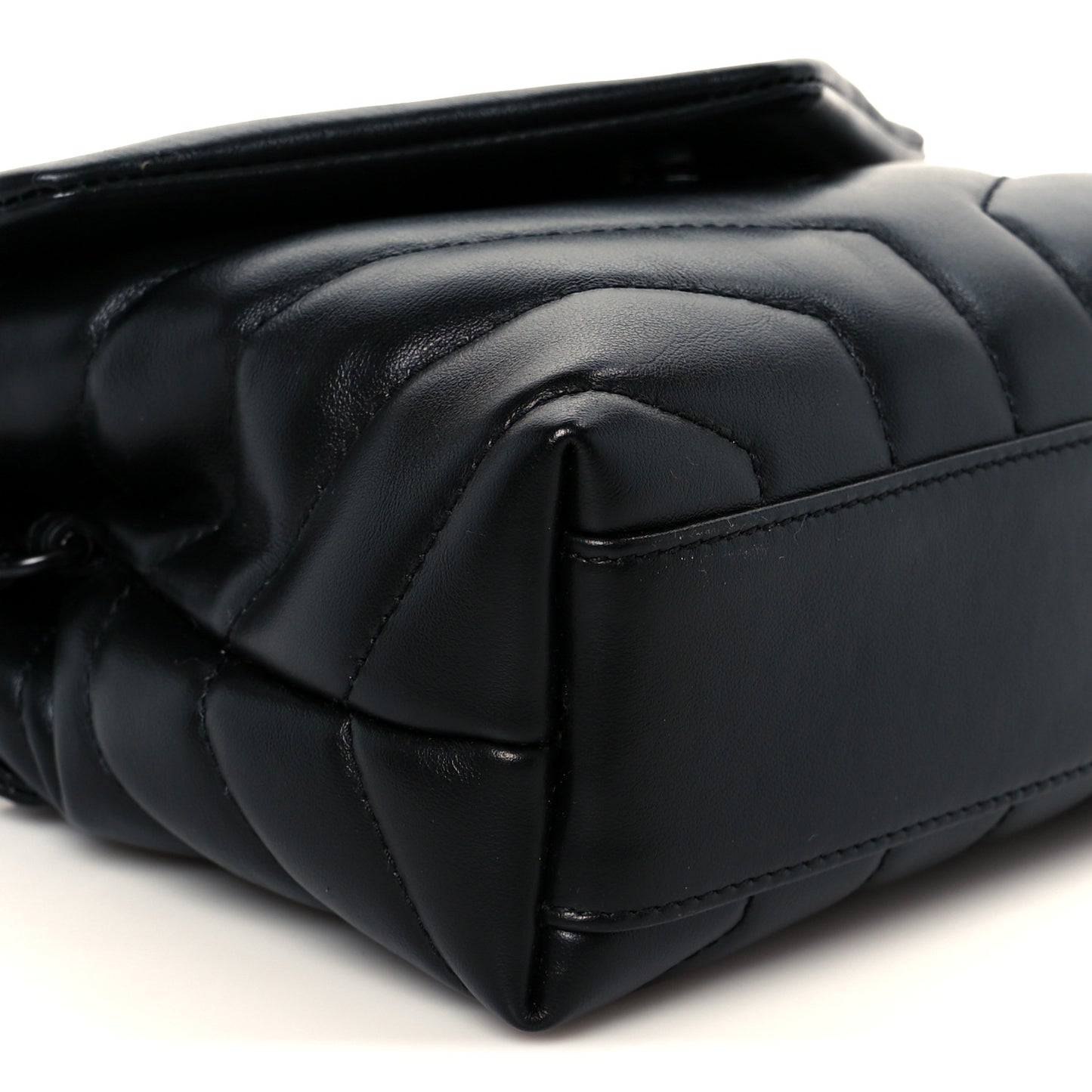 Calfskin Y Quilted Monogram Monochrome Toy Loulou Crossbody Bag Black