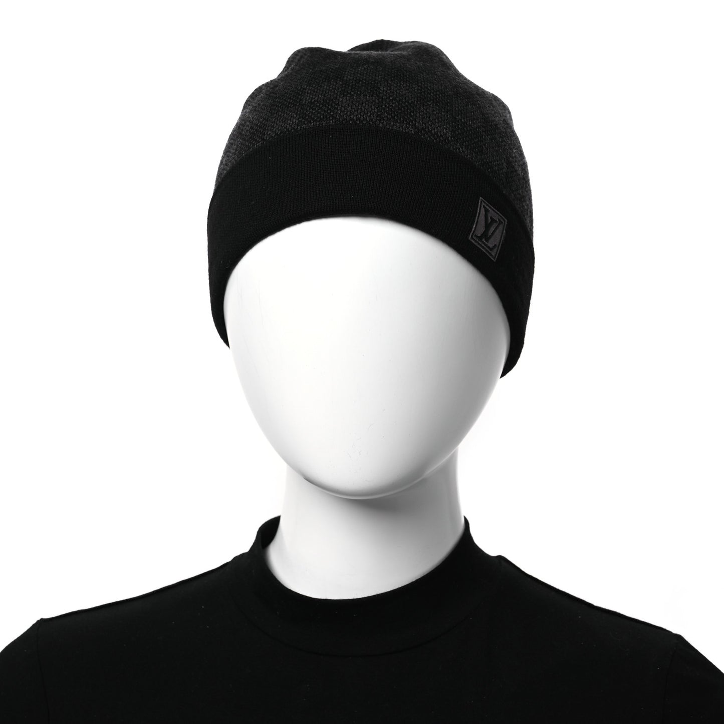 Wool Bonnet Petit Damier Graphite Beanie Hat