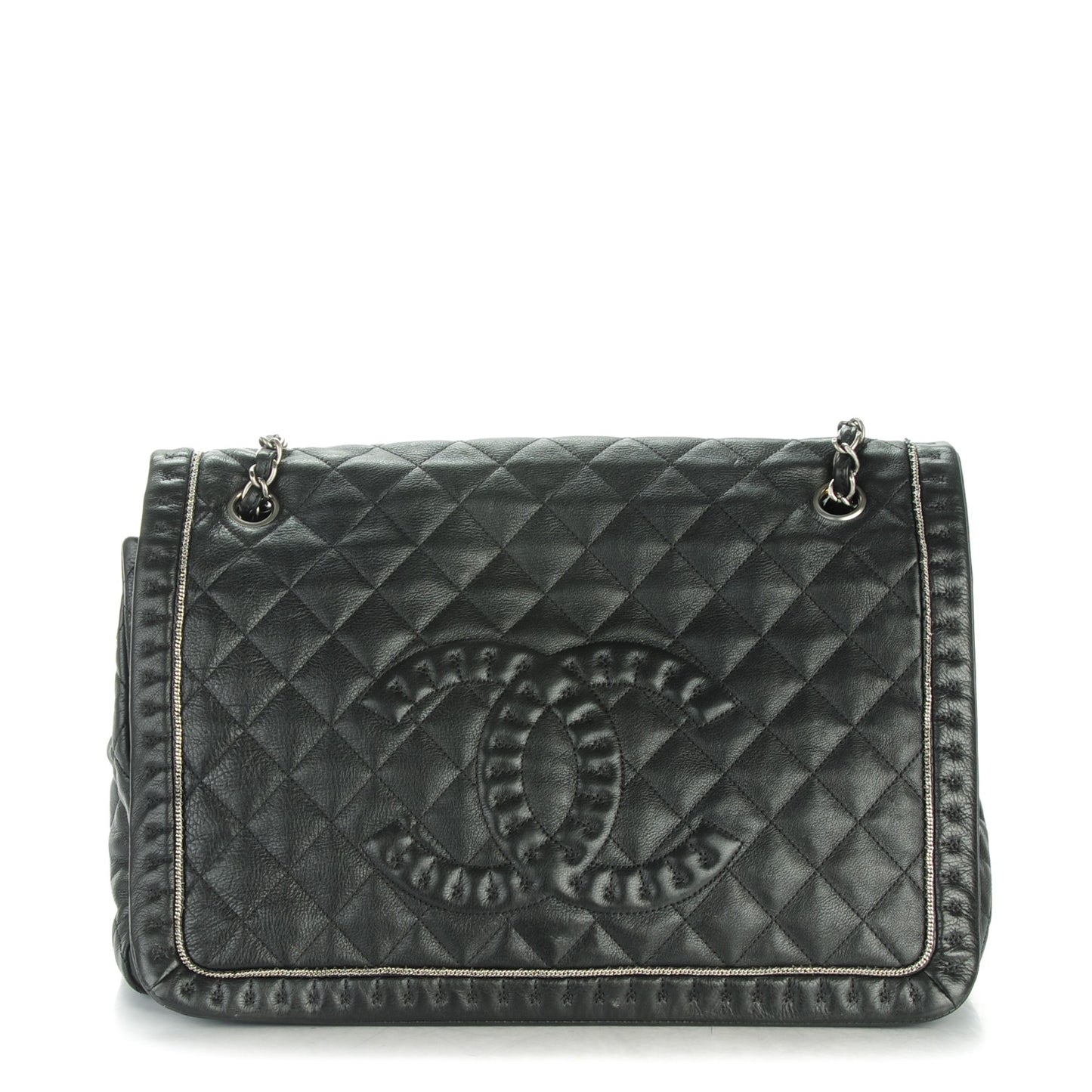 Calfskin Quilted Large Istanbul Flap Black