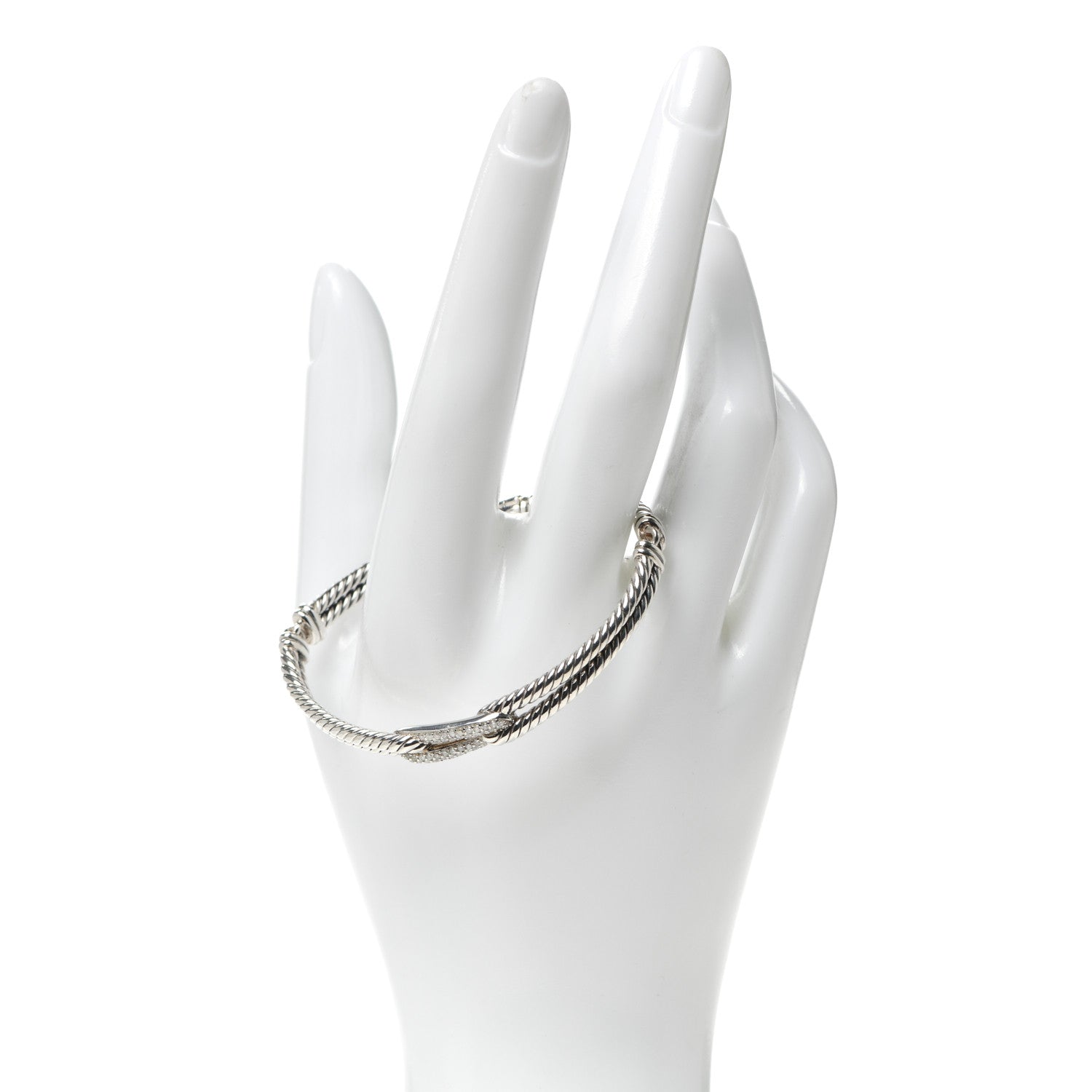 David Yurman Sterling Silver Diamond 7mm Mini Loop Labyrinth Bracelet 2 of 5
