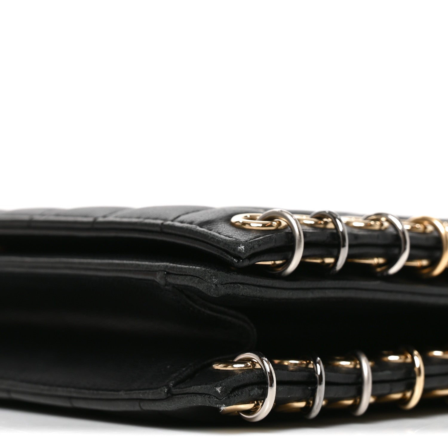 Chanel Lambskin Chocolate Bar Piercing CC Studded Small Chain Flap Bag Black 9 of 9