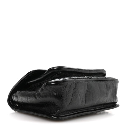 Saint Laurent Crinkled Calfskin Matelasse Monogram Baby Niki Chain Satchel Black 3 of 10