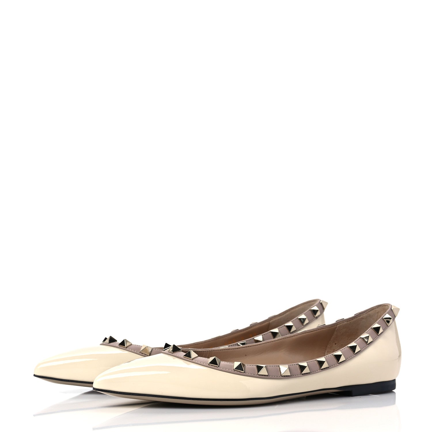 Valentino Garavani Patent Rockstud Ballerina Flats 37 Ivory Poudre 4 of 8