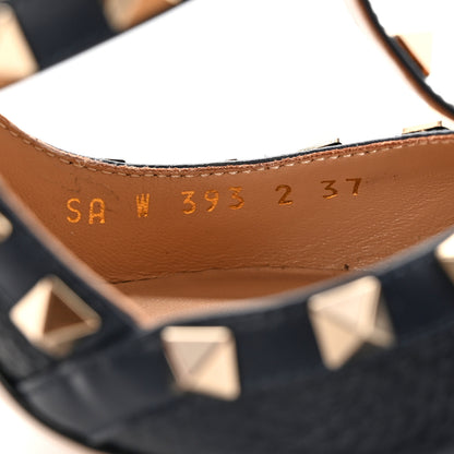 Valentino Garavani Pebbled Calfskin Rockstud Ankle Strap 100mm Pumps 37 Deep Denim 8 of 13