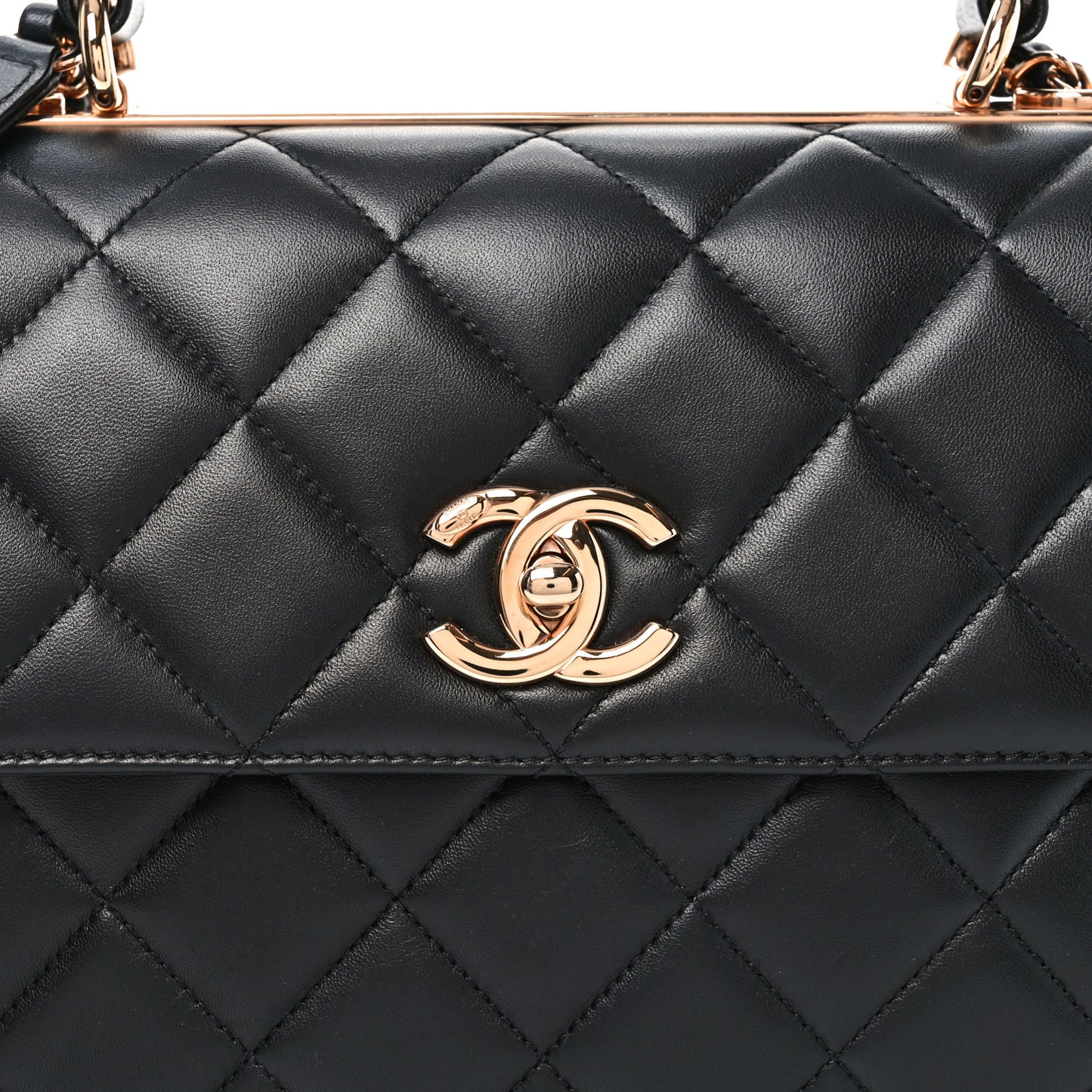 Lambskin Quilted Small Trendy CC Dual Handle Flap Bag Black