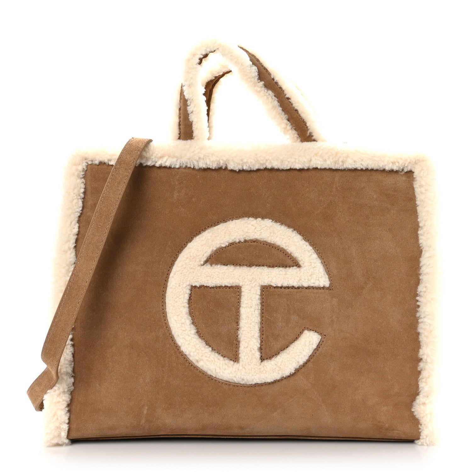 Telfar X UGG Suede Shearling Medium Shopping Bag Chestnut 1 of 8