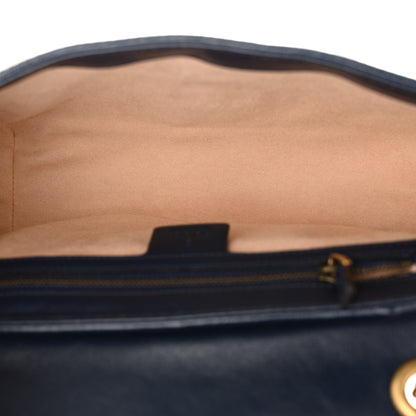 Gucci Vintage Effect Calfskin Matelasse Diagonal Small Torchon GG Marmont Shoulder Bag Mystic White Blue Agata 5 of 11