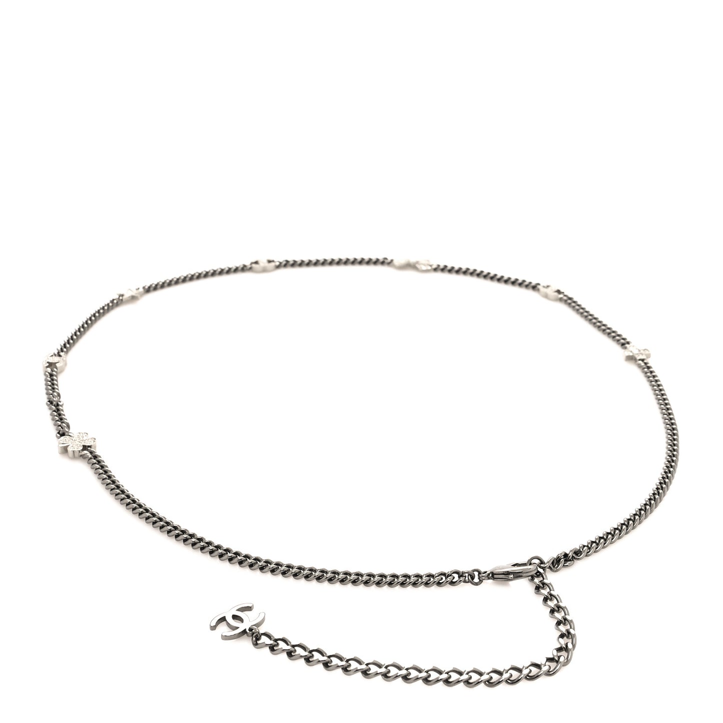 Crystal Charm Chain Belt Silver