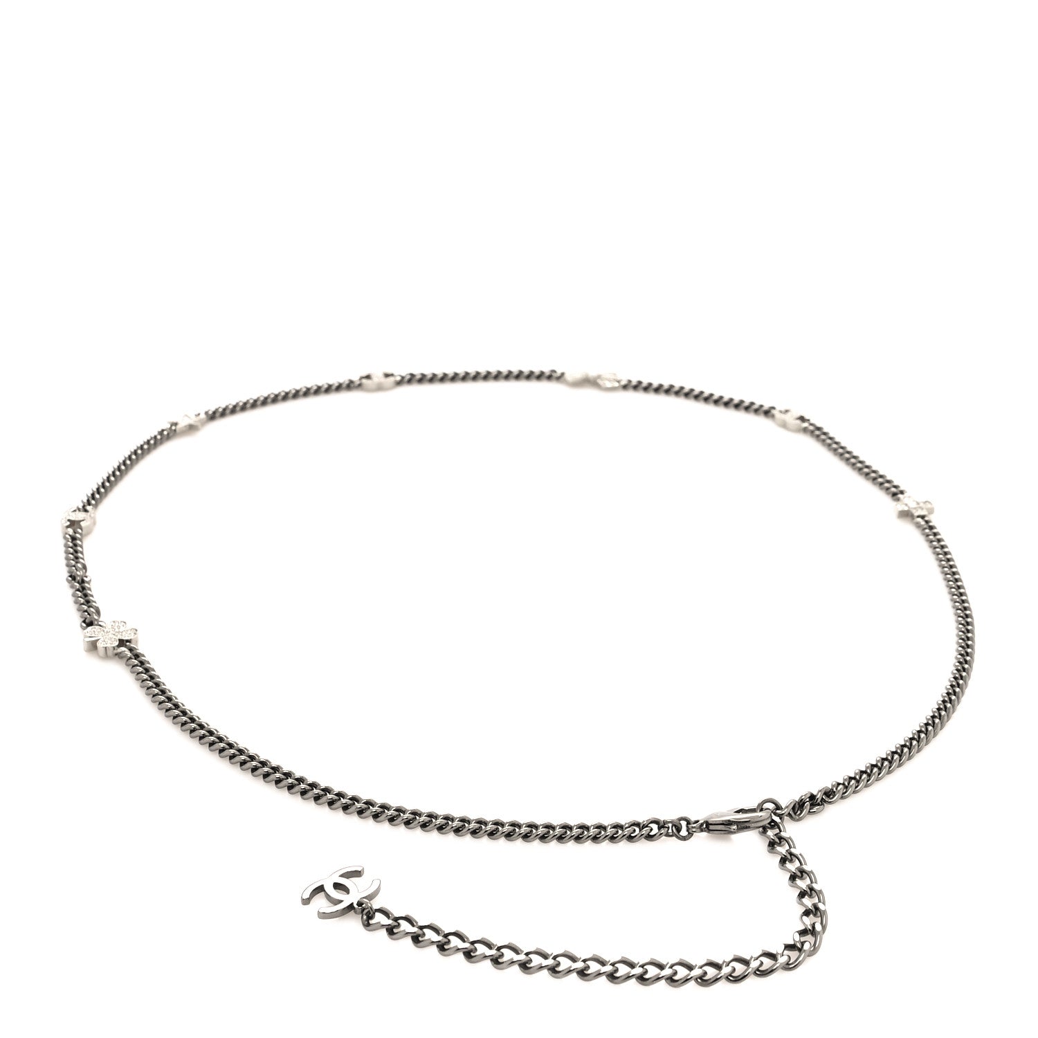 Chanel Crystal Charm Chain Belt Silver 2 of 4