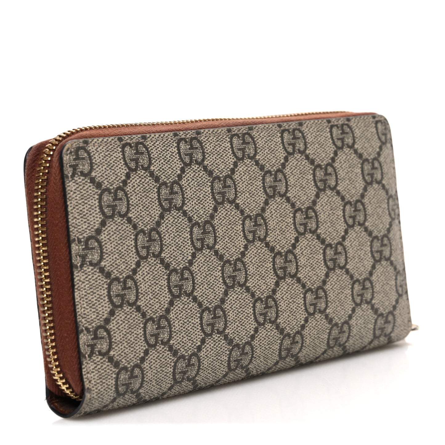 GG Supreme Monogram Cuoio Toscano Zip Around Wallet Beige Ebony Cuir