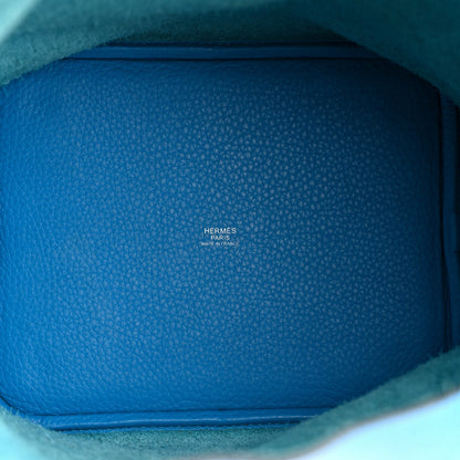 Hermes Taurillon Clemence Picotin Lock 22 MM Blue Hydra 5 of 11