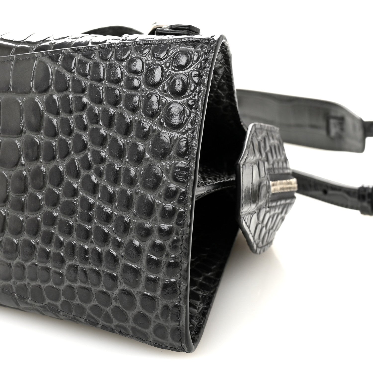 Balenciaga Shiny Supple Calfskin Crocodile Embossed Neo Classic