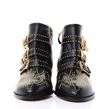 Chloe Nappa Sheepskin Studded Susanna Ankle Boots 39.5 Black 2 of 8