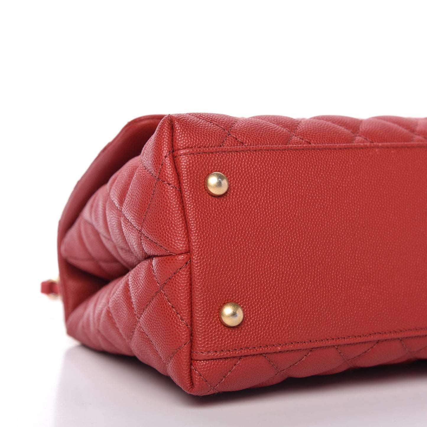 Caviar Quilted Small Coco Handle Flap Red