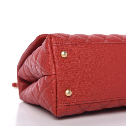 Chanel Caviar Quilted Small Coco Handle Flap Red 6 of 11