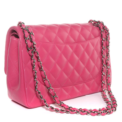 Chanel Lambskin Quilted Jumbo Double Flap Dark Pink 3 of 9