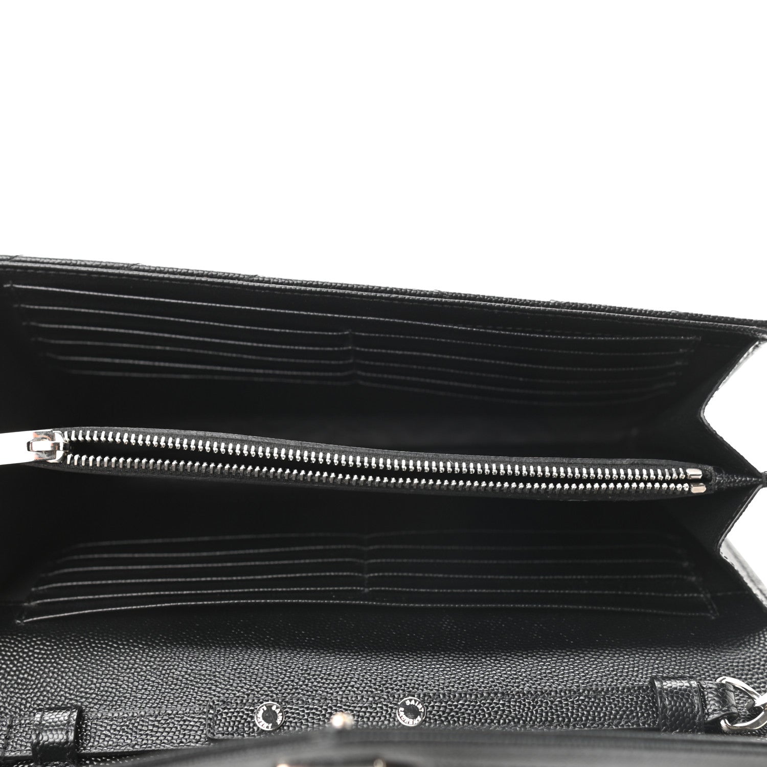 Saint Laurent Grain De Poudre Matelasse Chevron Monogram Chain Wallet Black 4 of 9