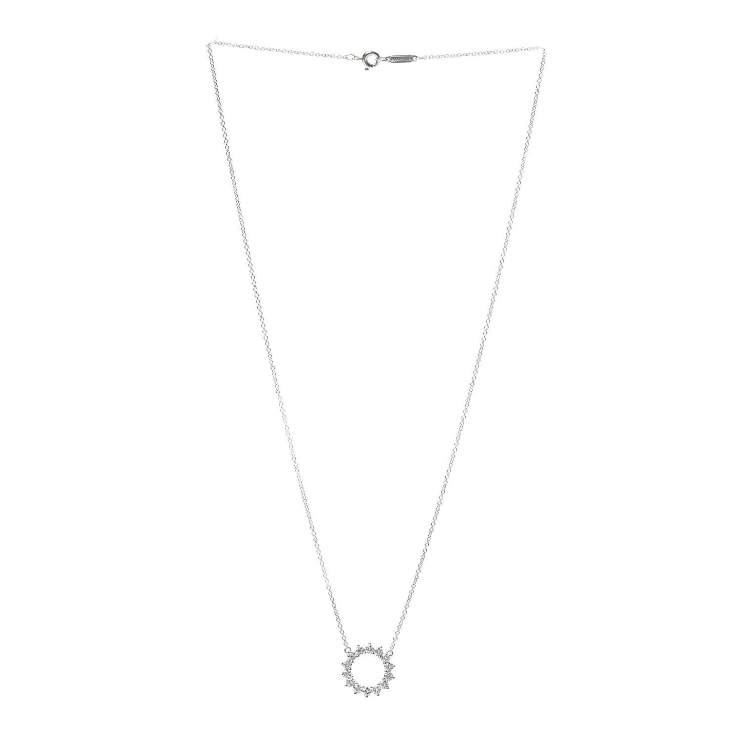 Platinum Diamond Small Open Circle Pendant Necklace