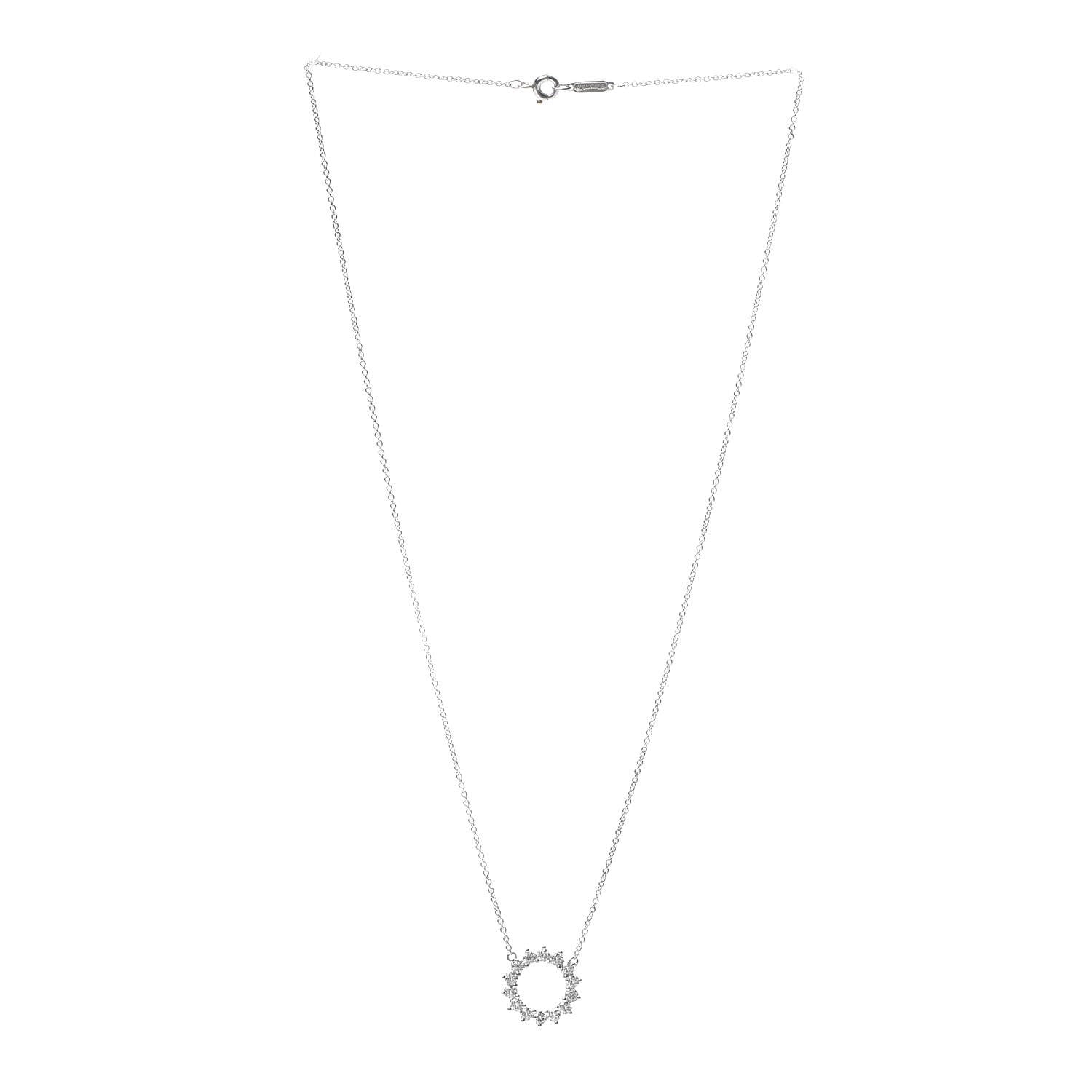 Tiffany Platinum Diamond Small Open Circle Pendant Necklace 3 of 5