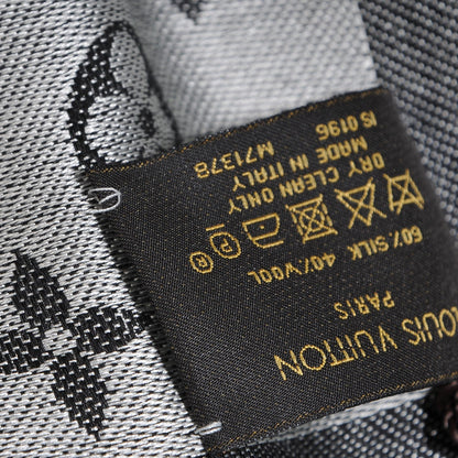 Louis Vuitton Wool Silk Monogram Denim Shawl Black 6 of 6