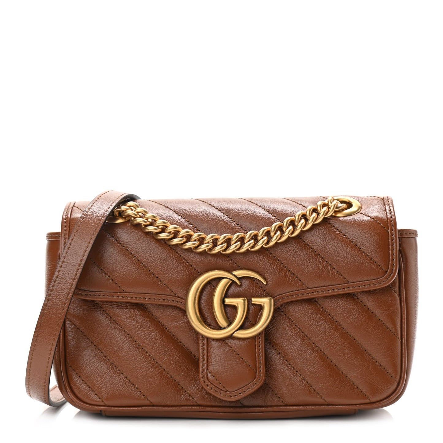 Azalea Calfskin Matelasse Diagonal Mini GG Marmont Shoulder Bag Cuir