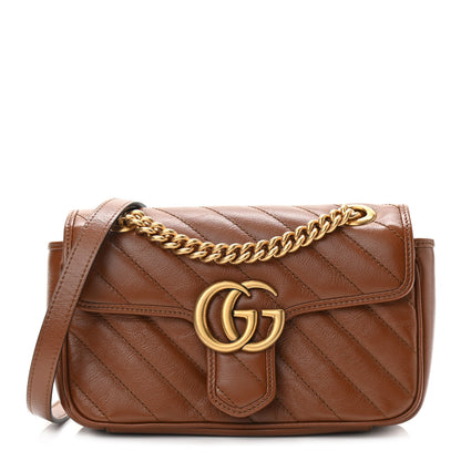 Gucci Azalea Calfskin Matelasse Diagonal Mini GG Marmont Shoulder Bag Cuir 1 of 11