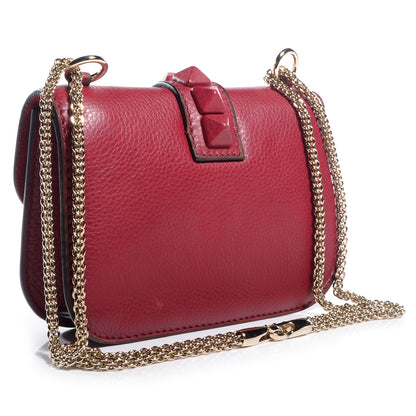 Valentino Garavani Vitello Monochrome Small Glam Lock Rockstud Flap Scarlet 3 of 9