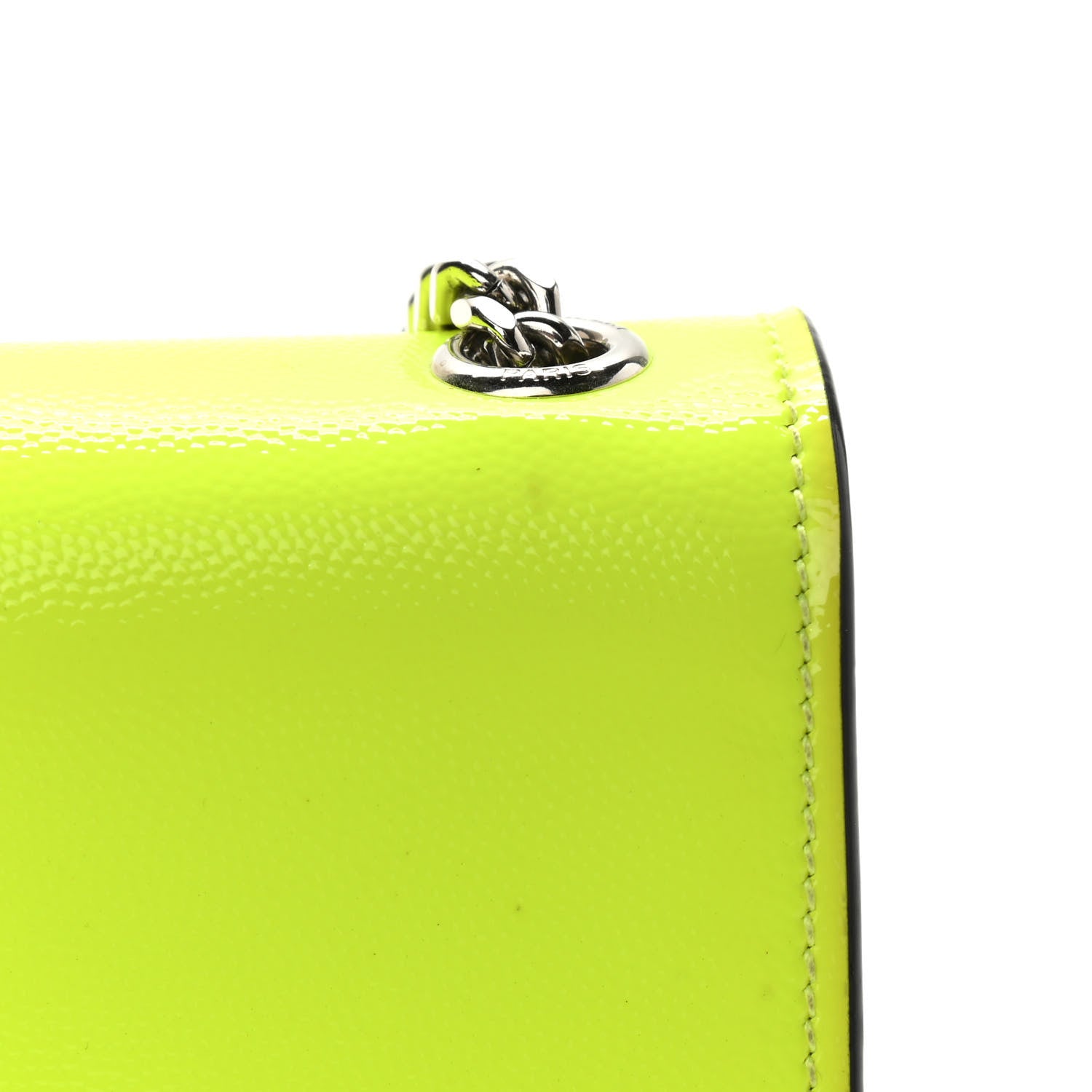 Saint Laurent Patent Grain de Poudre Small Monogram Kate Satchel Neon Yellow 13 of 16