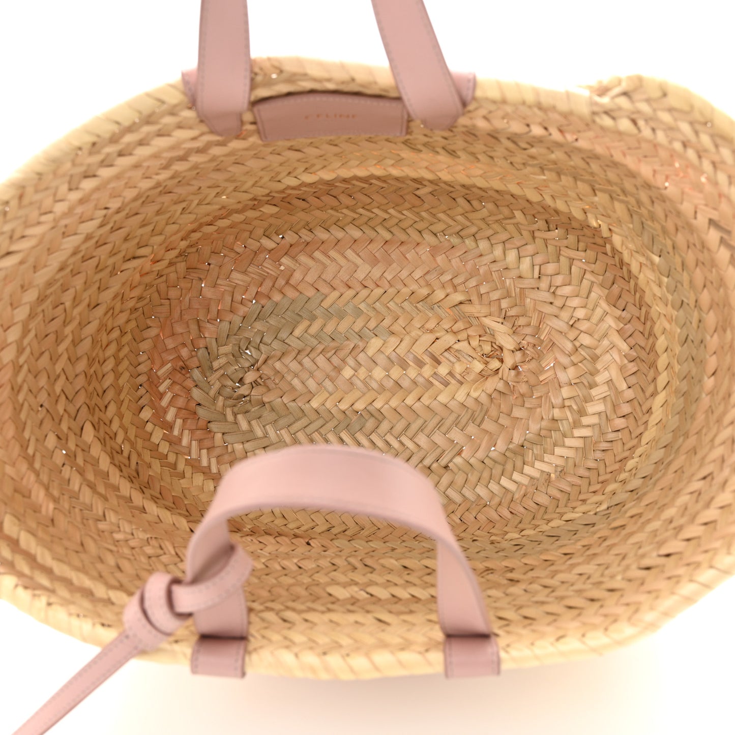 Raffia Calfskin Triomphe Teen Panier Vintage Pink