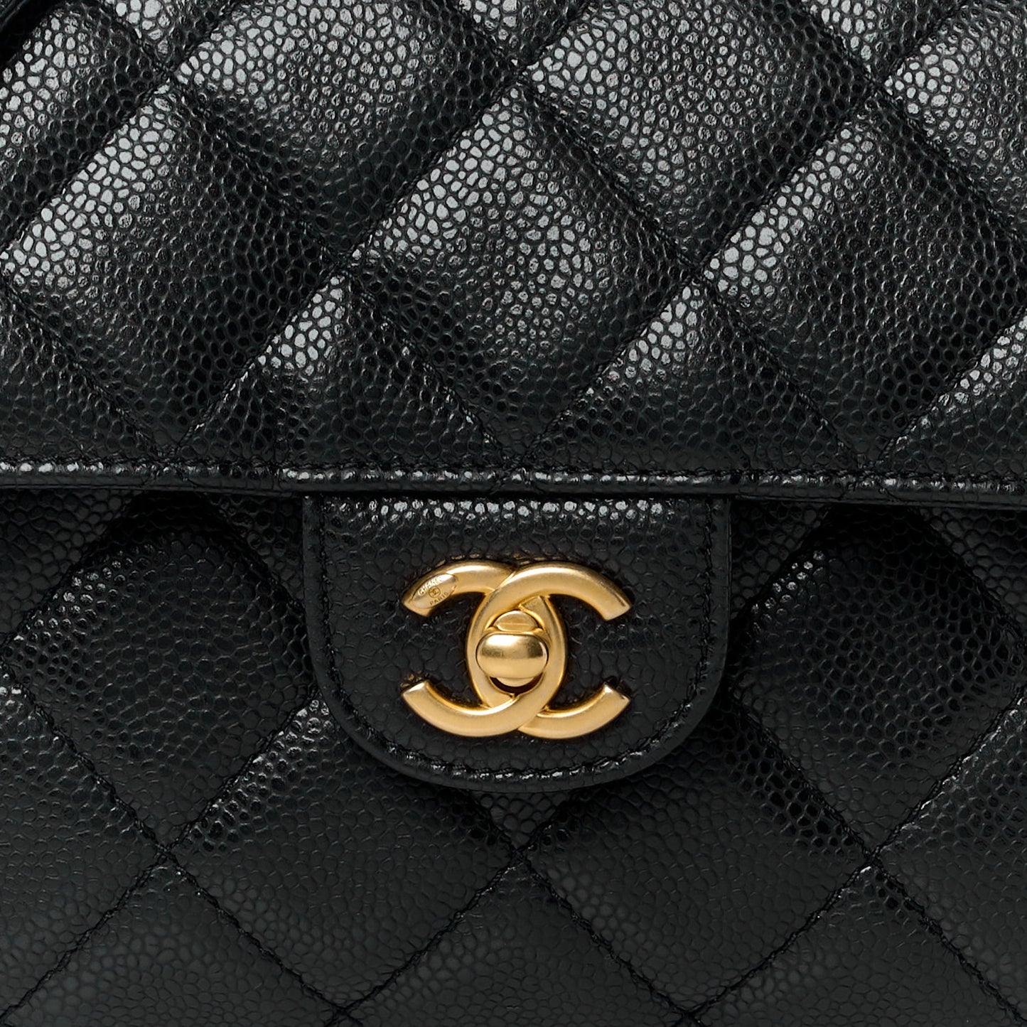 Caviar Quilted Small Chain Flap Black