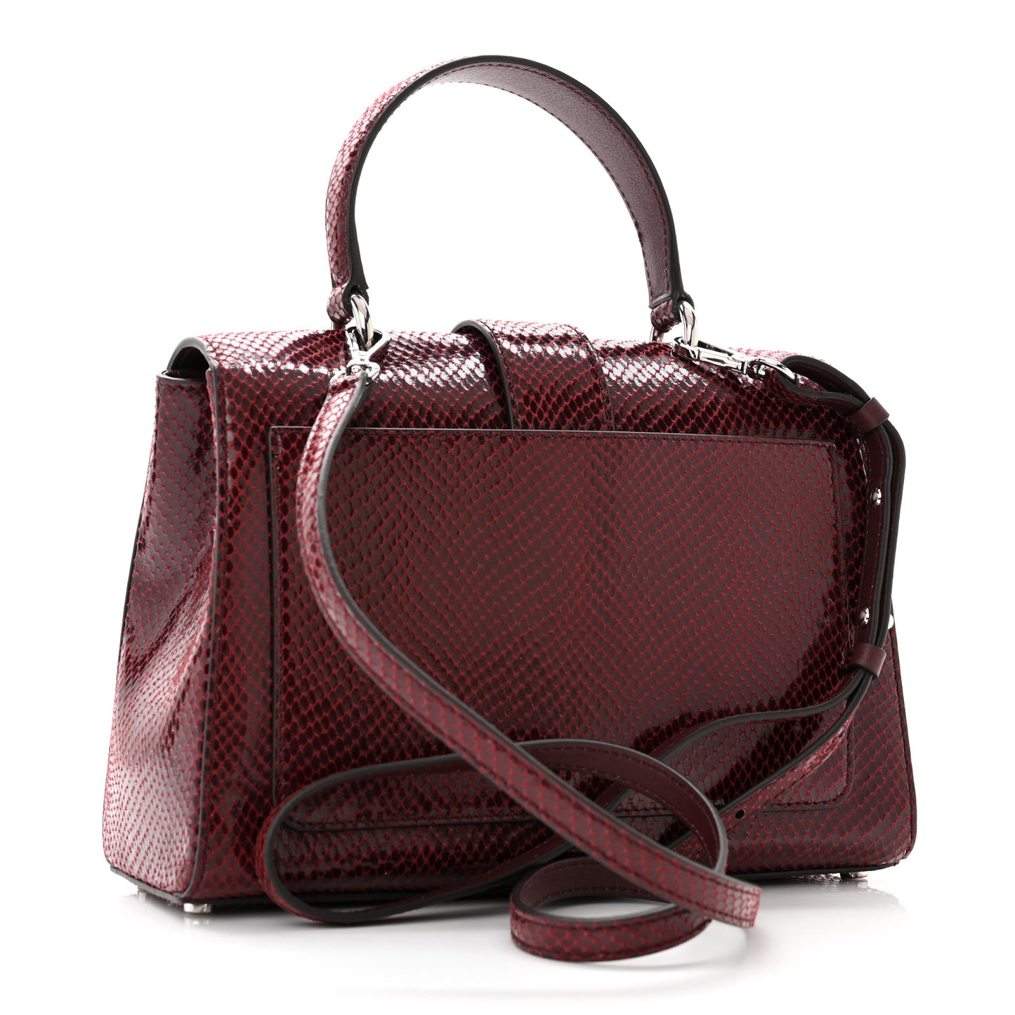 Lizard Printed Fabric Crystal Medium Cheri Top Handle Bag Bordeaux