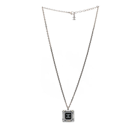Chanel Resin Strass Geometric Square CC Necklace Black 3 of 6