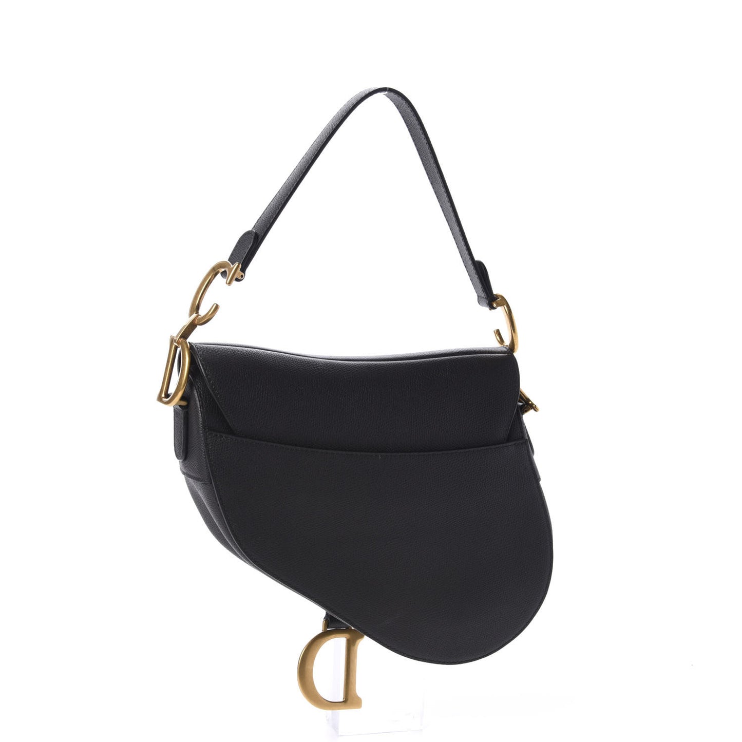 Grained Calfskin Saddle Bag Black