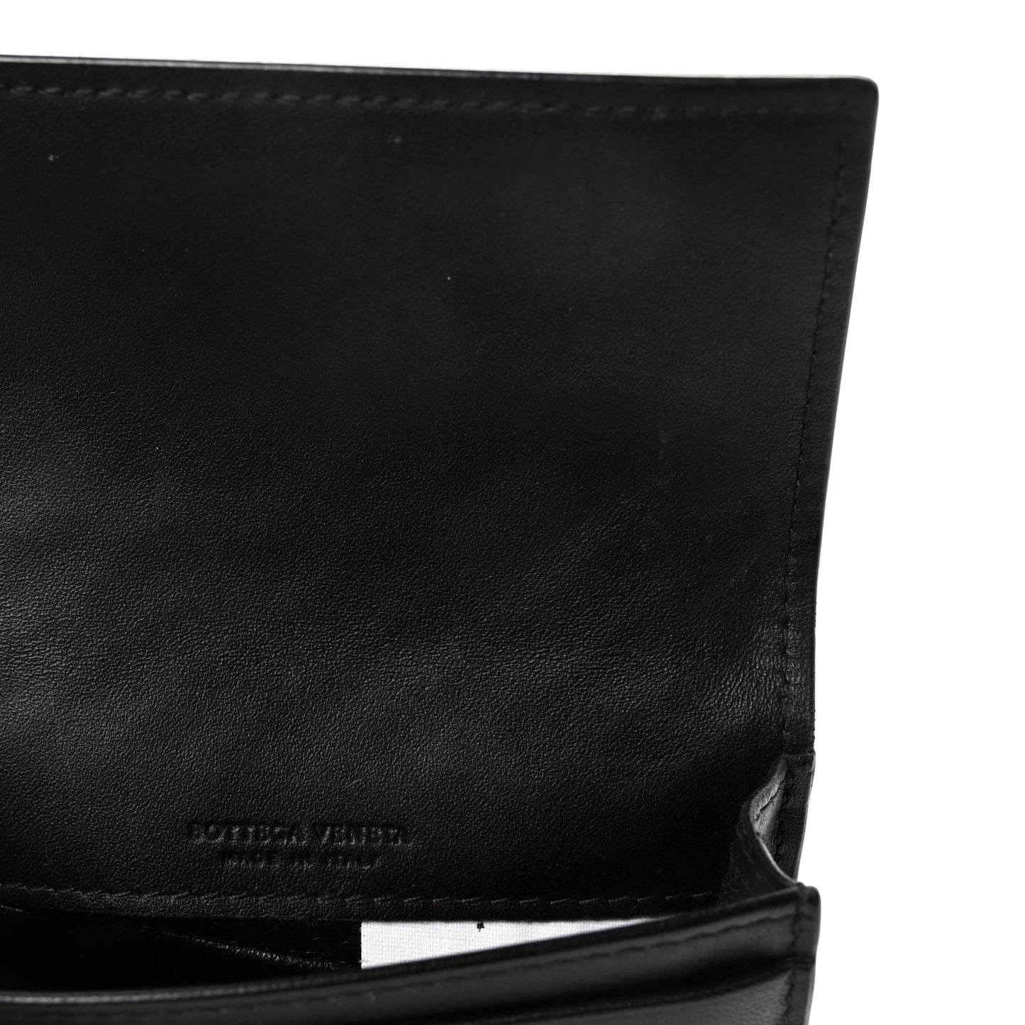 Calfskin Intrecciato Flap Card Case Black